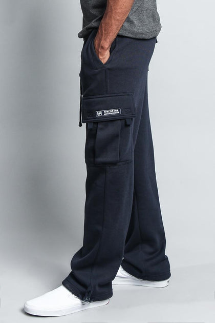 pro club Pro Club Men's Heavyweight Fleece Cargo Pants - Navy - X