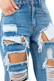 Women's High Distressed Wide Fit Denim Jeans
