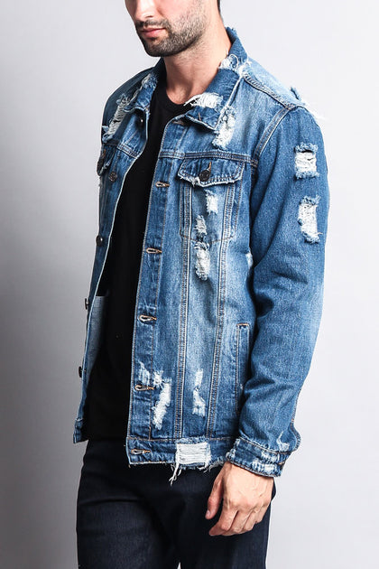 Distressed Faded Denim Jacket – G-Style USA