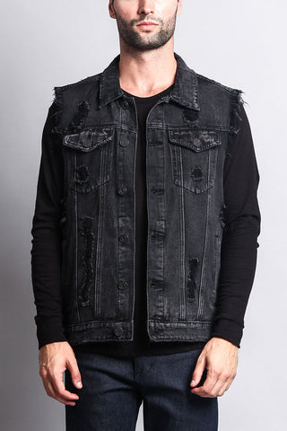 Essential Distressed Denim Vest