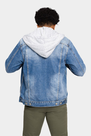 Layered Hooded Denim Jacket