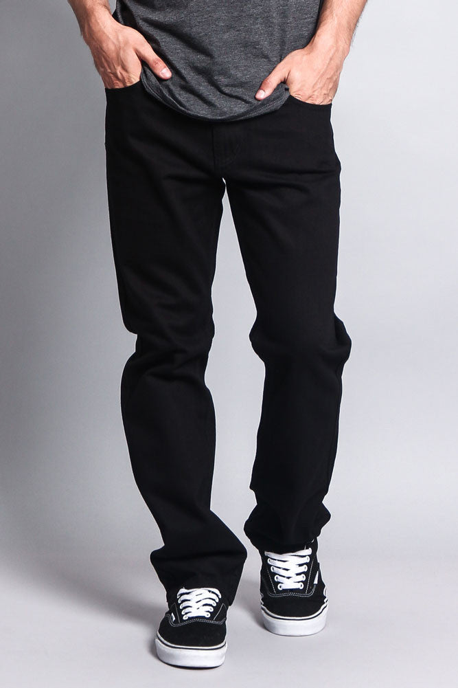 Men's Straight Fit Colored Denim Jeans (Jet Black) – G-Style USA