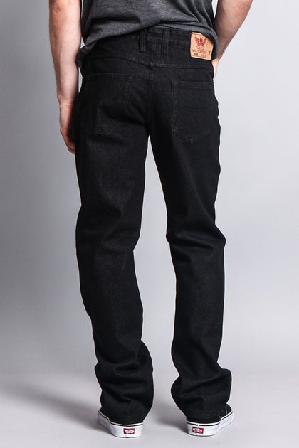 Men's Straight Fit Raw Denim Jeans (Raw Black) – G-Style USA