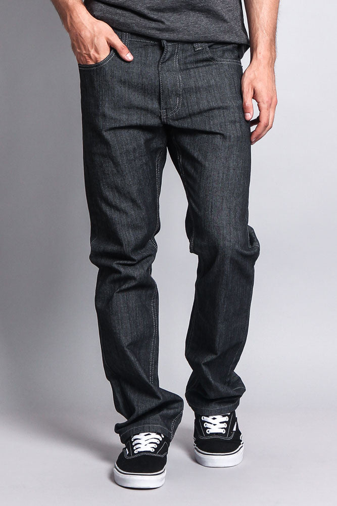 Men's Straight Fit Raw Denim Jeans (Raw Grey) – G-Style USA