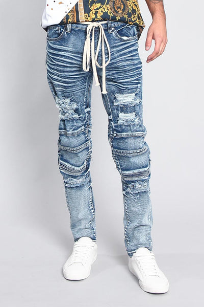 Moto Skinny Fit Drop Crotch Gray Denim Jeans – denimkratos