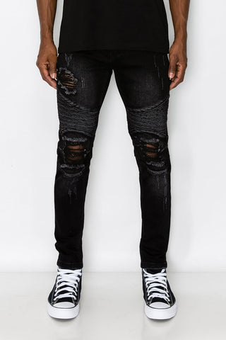 Distressed Scrunched Skinny Jeans