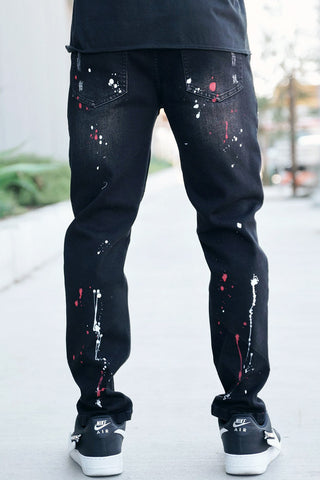 Stacked Paint Splatter Biker Jeans G Style USA