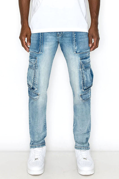 Utility Cargo Relaxed Slim Fit Denim Jeans – G-Style USA