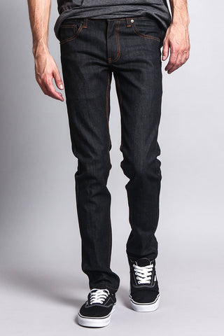 Men's Skinny Fit Raw Denim Jeans (Black/Timber) – G-Style USA