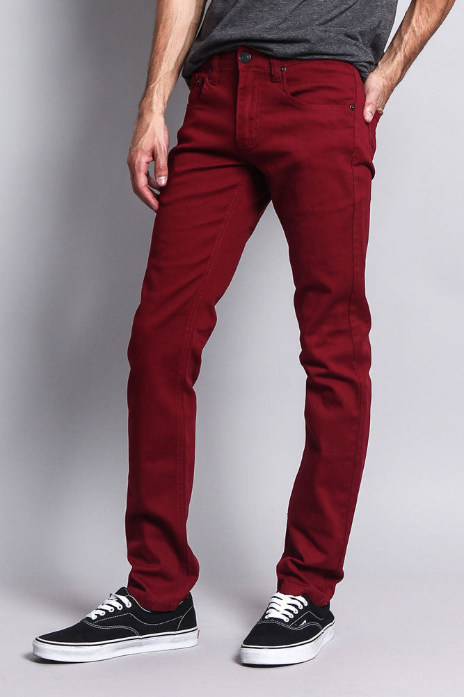 Men's Essential Skinny Fit Colored Jeans (Burgundy) – G-Style USA