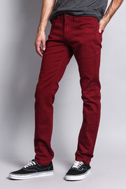 Men's Essential Skinny Fit Colored Jeans (Burgundy)
