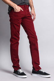 Men's Essential Skinny Fit Colored Jeans (Burgundy)