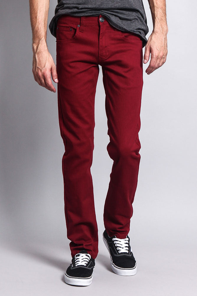 Men's Essential Skinny Fit Colored Jeans (Burgundy) – G-Style USA