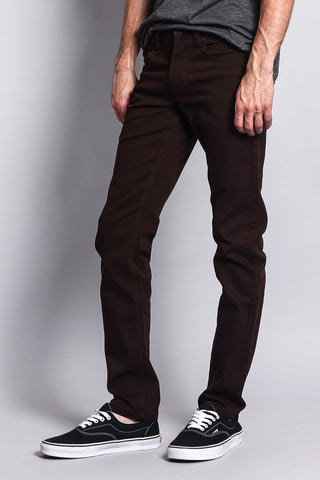 Men's Essential Skinny Fit Colored Jeans (Brown)