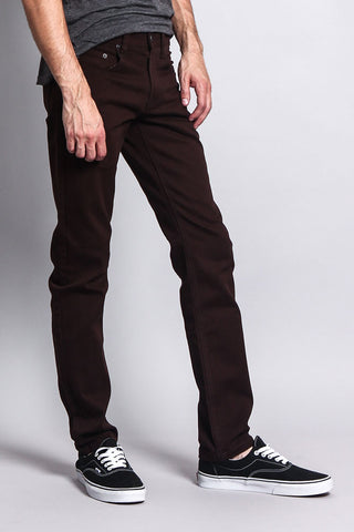 Men's Essential Skinny Fit Colored Jeans (Brown)