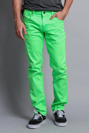 Men's Essential Skinny Fit Colored Jeans (Neon Green)