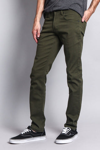 Men's Essential Skinny Fit Colored Jeans (Olive) – G-Style USA