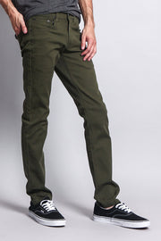 Men's Essential Skinny Fit Colored Jeans (Olive)