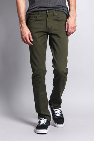 Men's Essential Skinny Fit Colored Jeans (Olive)