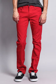 Men's Essential Skinny Fit Colored Jeans (Red)