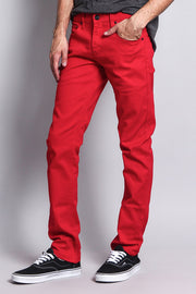 Men's Essential Skinny Fit Colored Jeans (Red)