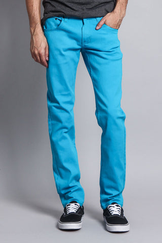 Men's Essential Skinny Fit Colored Jeans (Turquoise)