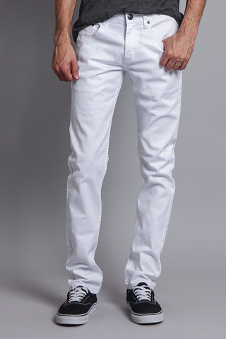 Men's Essential Skinny Fit Colored Jeans (White)