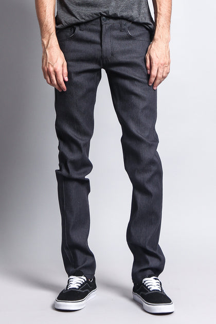 Men's Skinny Fit Raw Denim Jeans (Charcoal) – G-Style USA