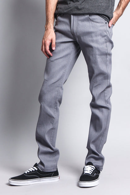 Men's Skinny Fit Raw Denim Jeans (Grey) – G-Style USA