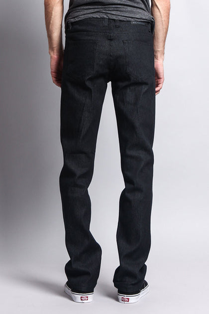Men's Slim Fit Raw Denim Jeans (Black) – G-Style USA