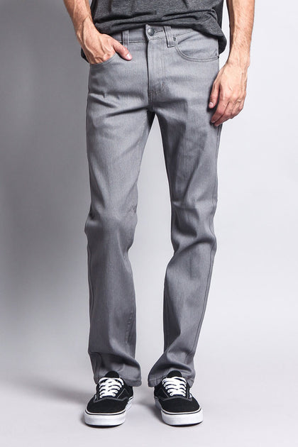 Men's Slim Fit Raw Denim Jeans (Grey) – G-Style USA