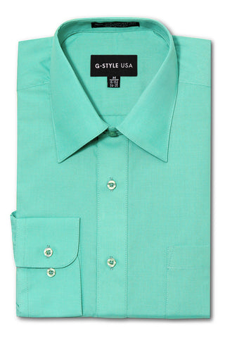 Men'S Basic Solid Color Button Up Dress Shirt (Aqua) – G-Style Usa