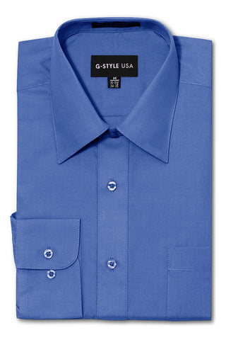 Men's Basic Solid Color Button Up Dress Shirt (French Blue) – G-Style USA