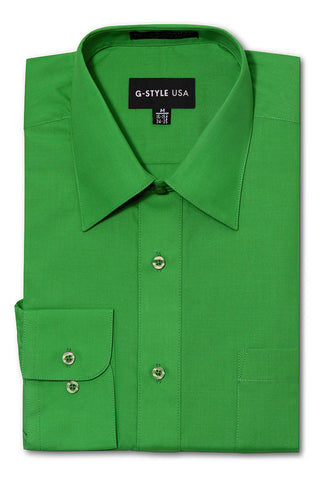 Men's Basic Solid Color Button Up Dress Shirt (Green) – G-Style USA