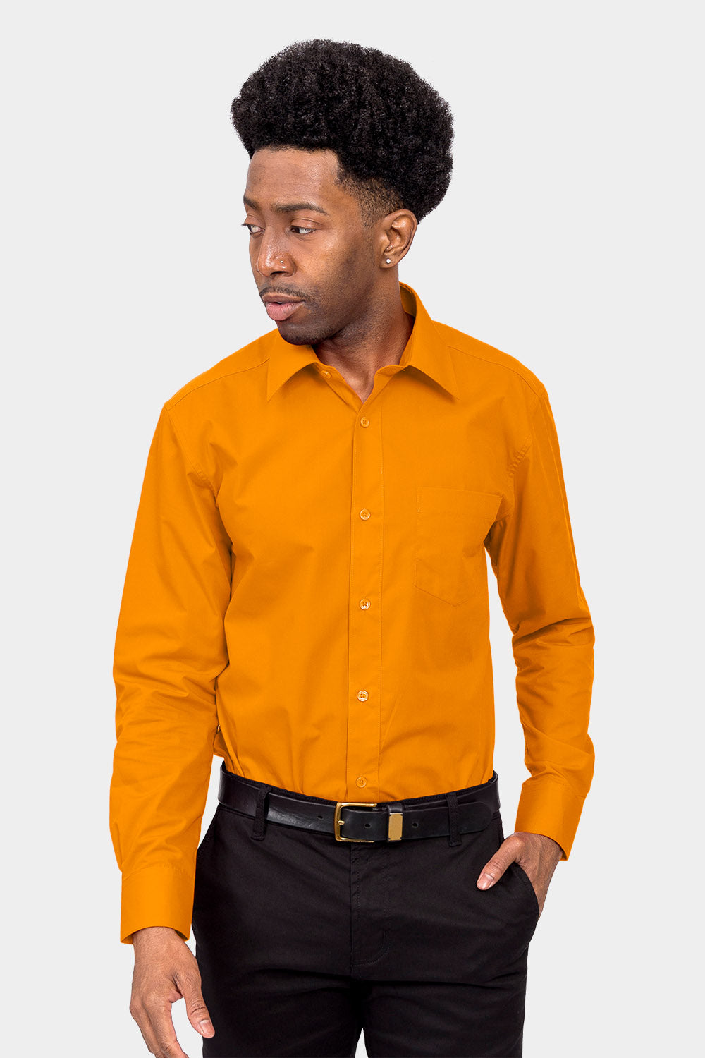 Men's Basic Solid Color Button Up Dress Shirt (Orange) – G-Style USA