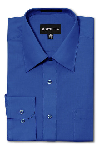 Men's Basic Solid Color Button Up Dress Shirt (Royal Blue) – G-Style USA