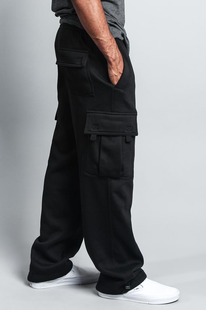 Men's Solid Fleece Heavyweight Cargo Sweat Pants – G-Style USA