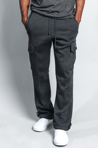 Men's Solid Fleece Heavyweight Cargo Sweat Pants – G-Style USA