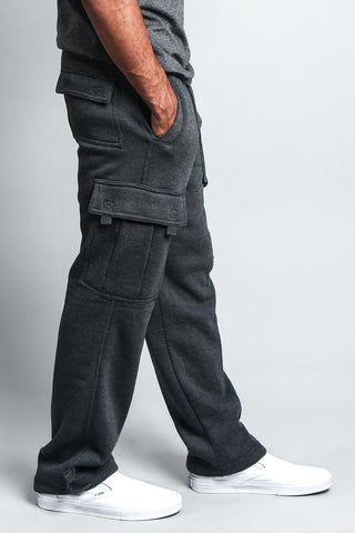 Men's Solid Fleece Heavyweight Cargo Sweat Pants – G-Style USA