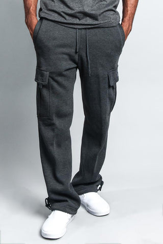 Men's Solid Fleece Heavyweight Cargo Sweat Pants – G-Style USA