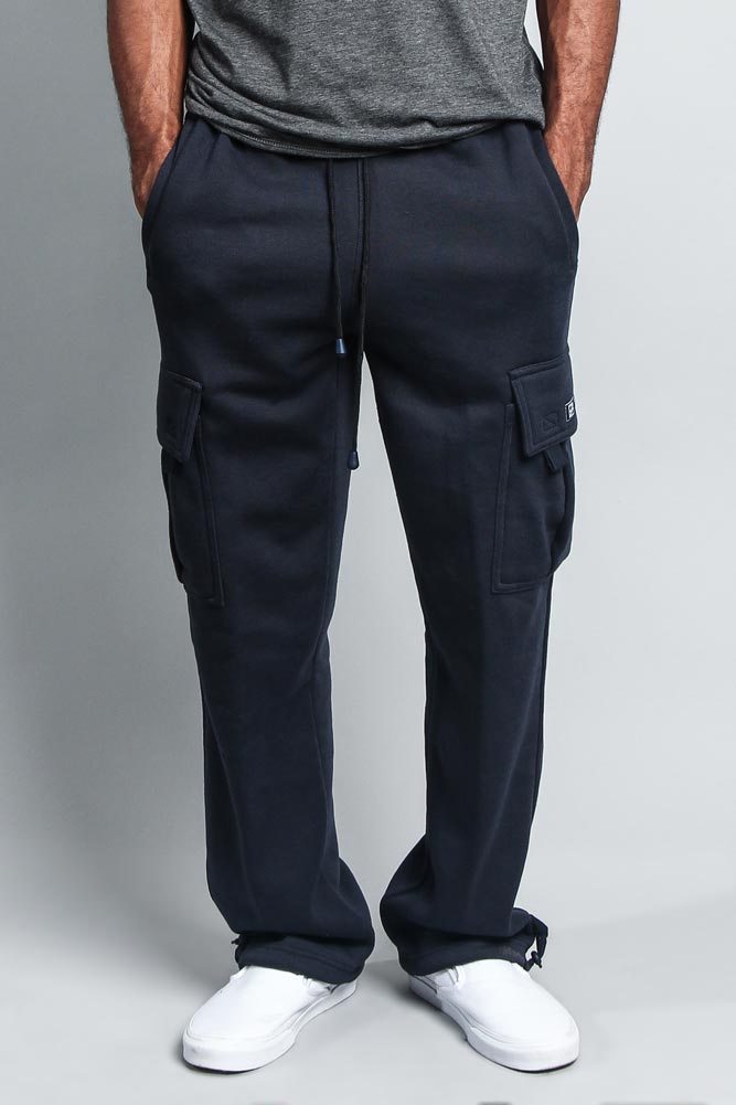  Men's Heavyweight Fleece Cargo Sweatpants Stretch