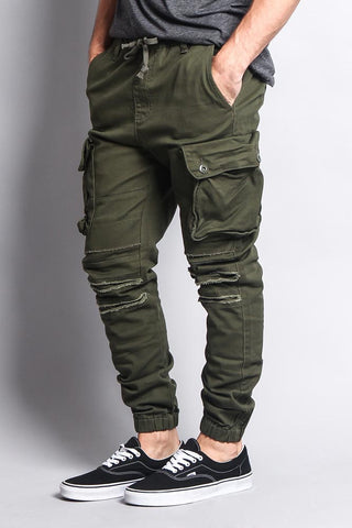 Big Cargo Jogger Pants With Distressed Knee – G-Style USA