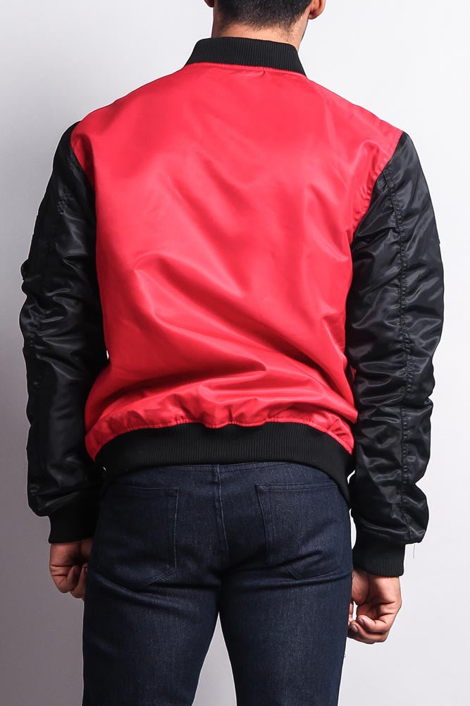Patched Contrast Bomber Jacket GStyle USA