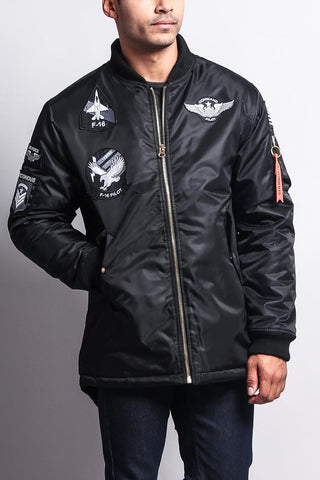 Patched Long Length MA-1 Bomber Jacket – G-Style USA