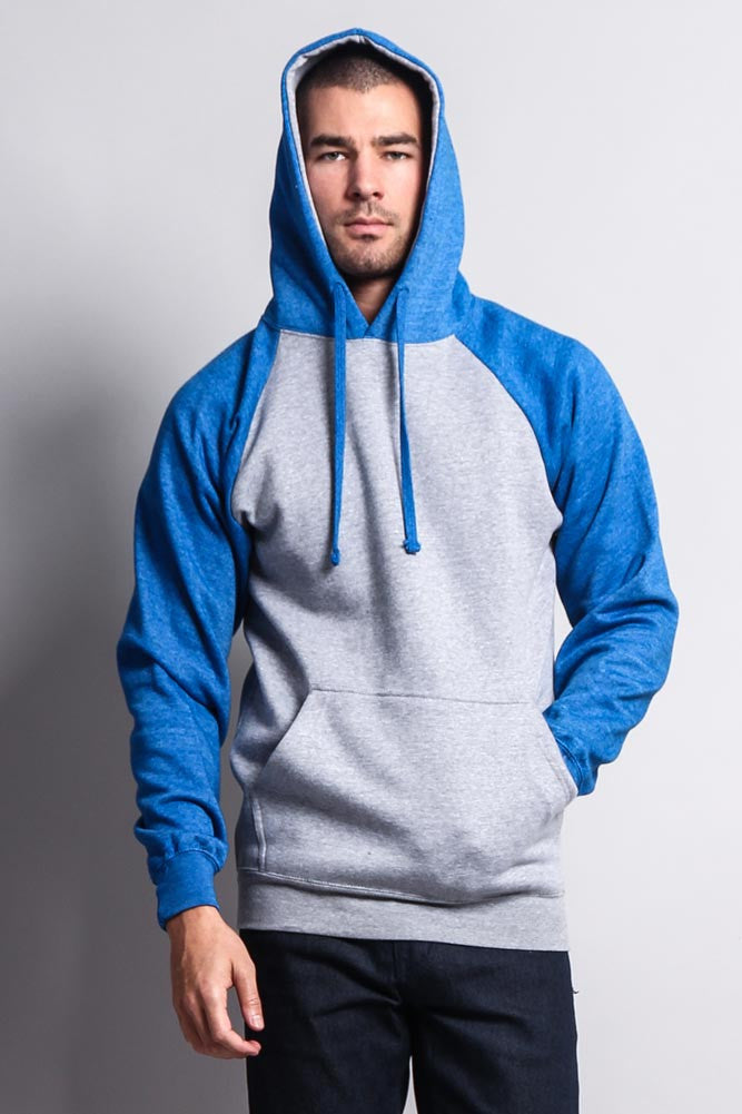 Contrast Color Button-Up Raglan Sleeve Hoodie main image 1