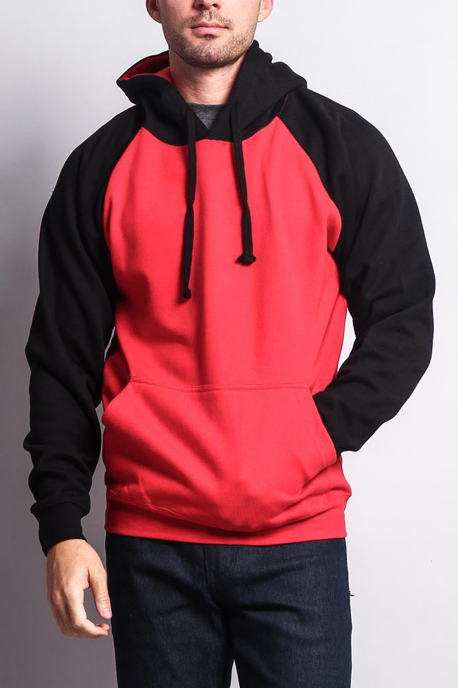 Contrast Color Button-Up Raglan Sleeve Hoodie main image 0