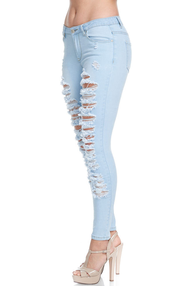 Low-Rise Destroyed Skinny Jeans – G-Style USA