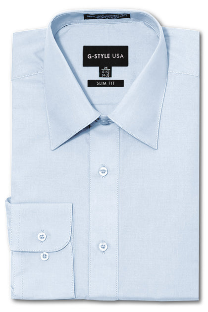 Men's Slim Fit Solid Color Dress Shirt (Sky Blue) – G-Style USA