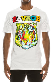 Colorful Chenille Patched Savage Tiger T-Shirt