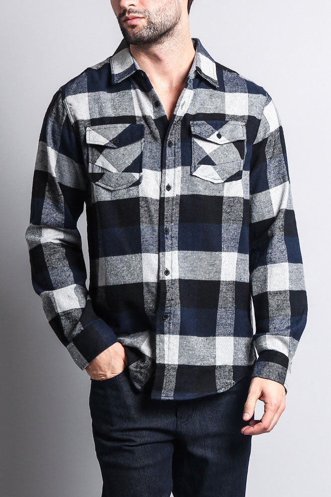 Men's Long Sleeve Woven Flannel Shirt – G-Style USA